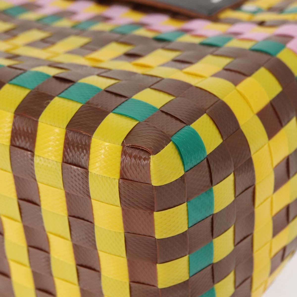 MARNI Flower Cafe Basket Hand Bag Leather Multicolor Auth 148485