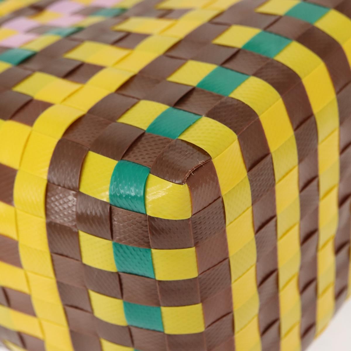 MARNI Flower Cafe Basket Hand Bag Leather Multicolor Auth 148485