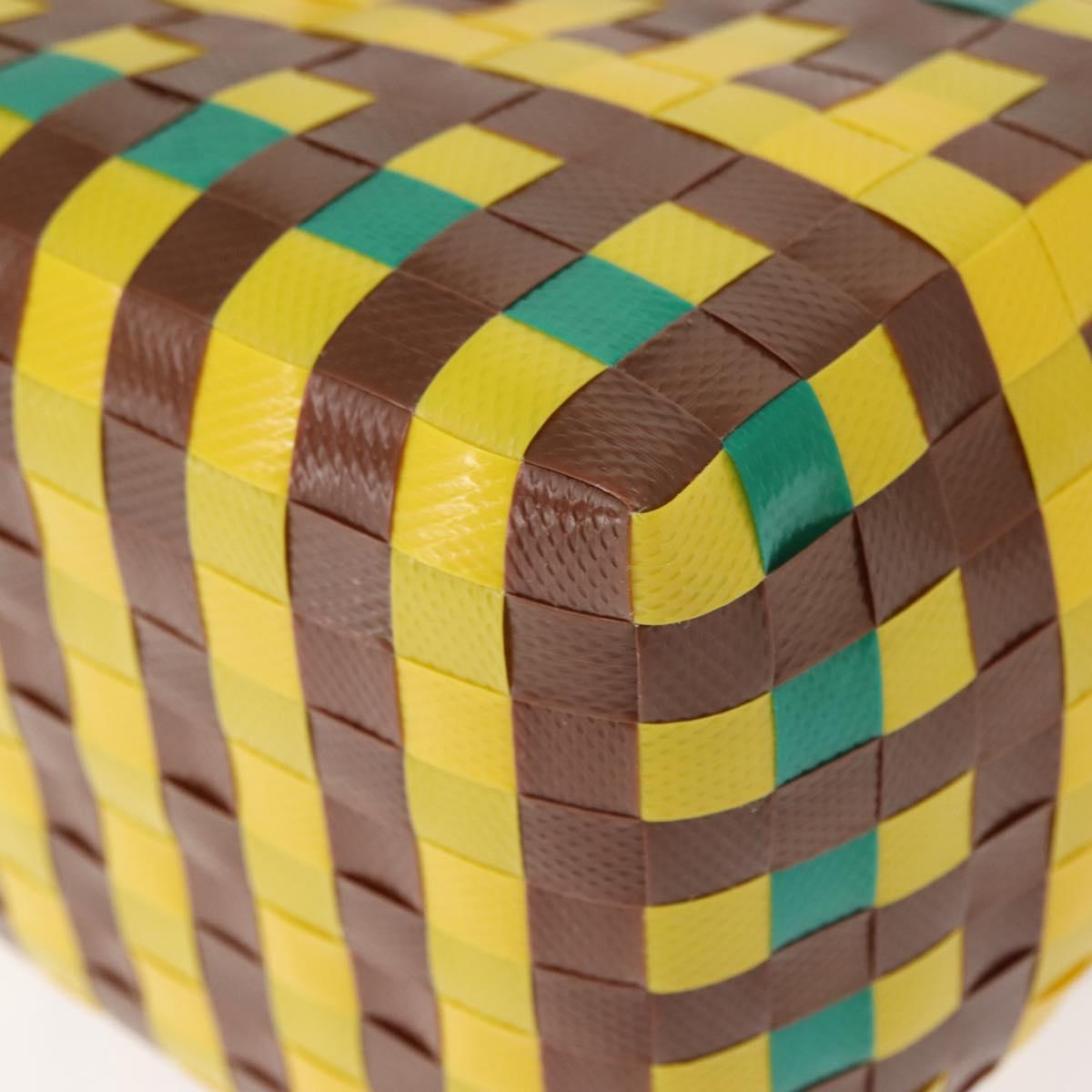 MARNI Flower Cafe Basket Hand Bag Leather Multicolor Auth 148485