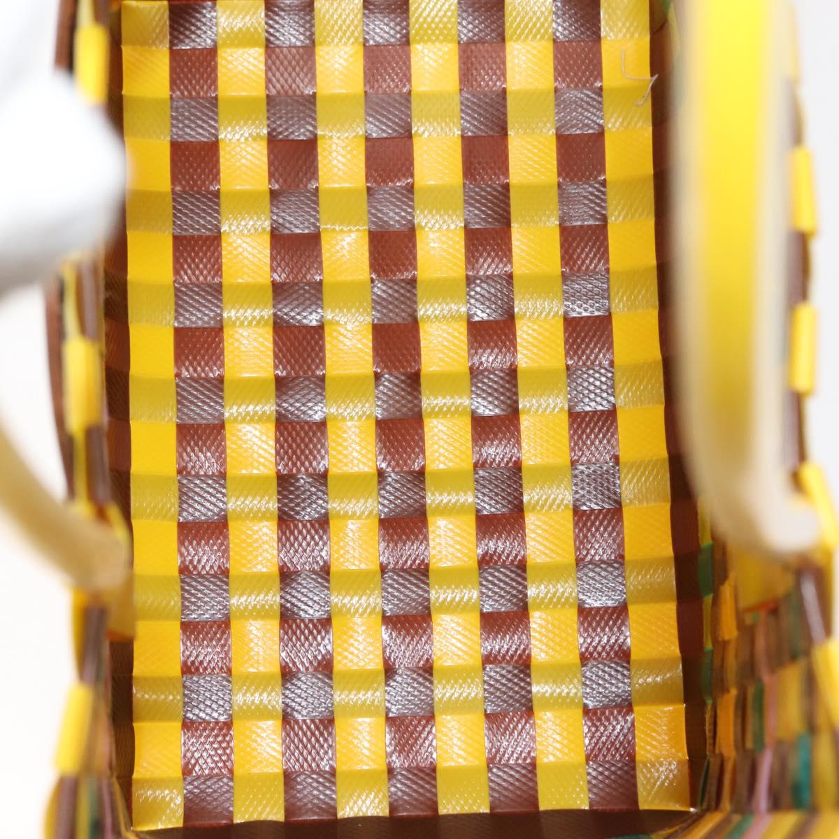 MARNI Flower Cafe Basket Hand Bag Leather Multicolor Auth 148485