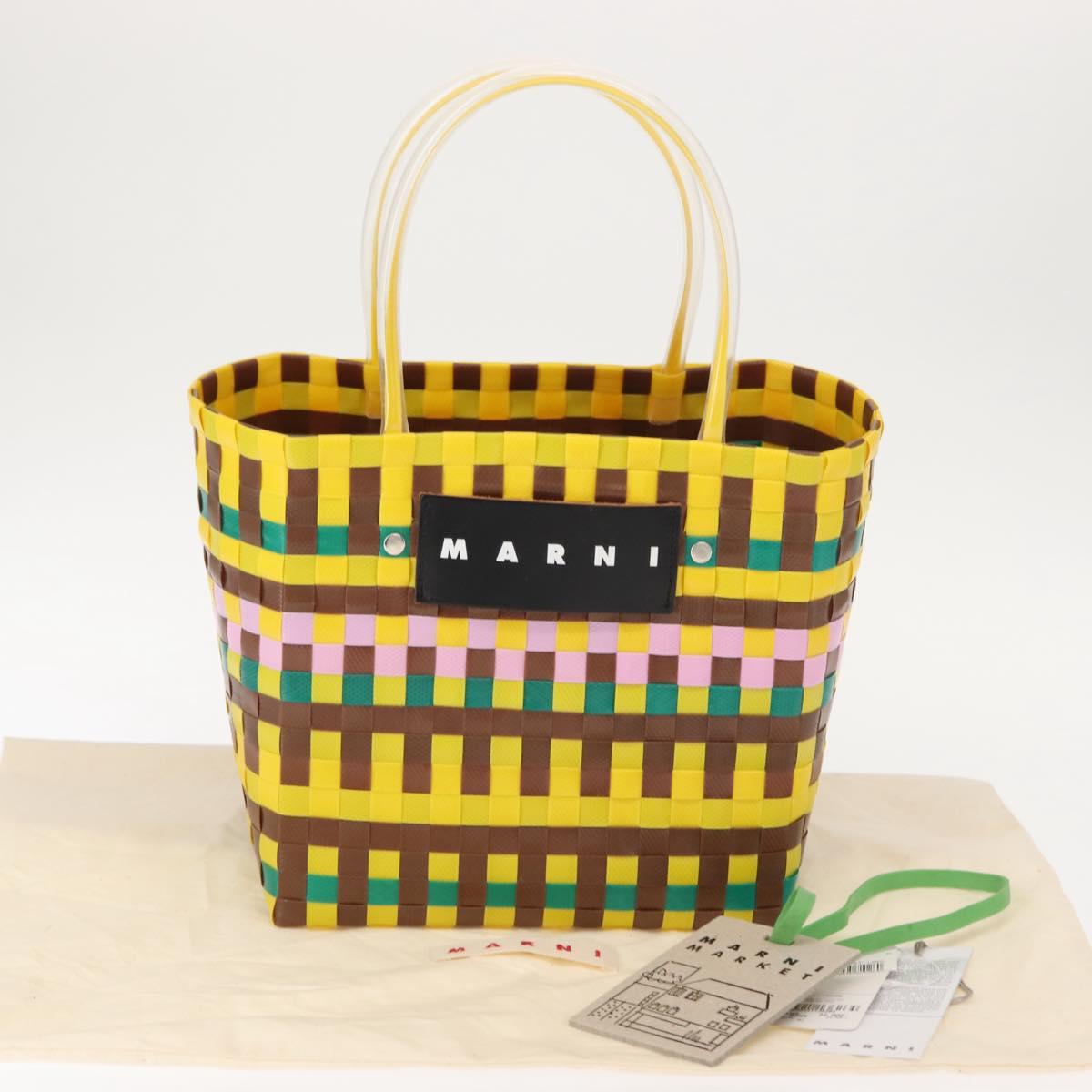 MARNI Flower Cafe Basket Hand Bag Leather Multicolor Auth 148485