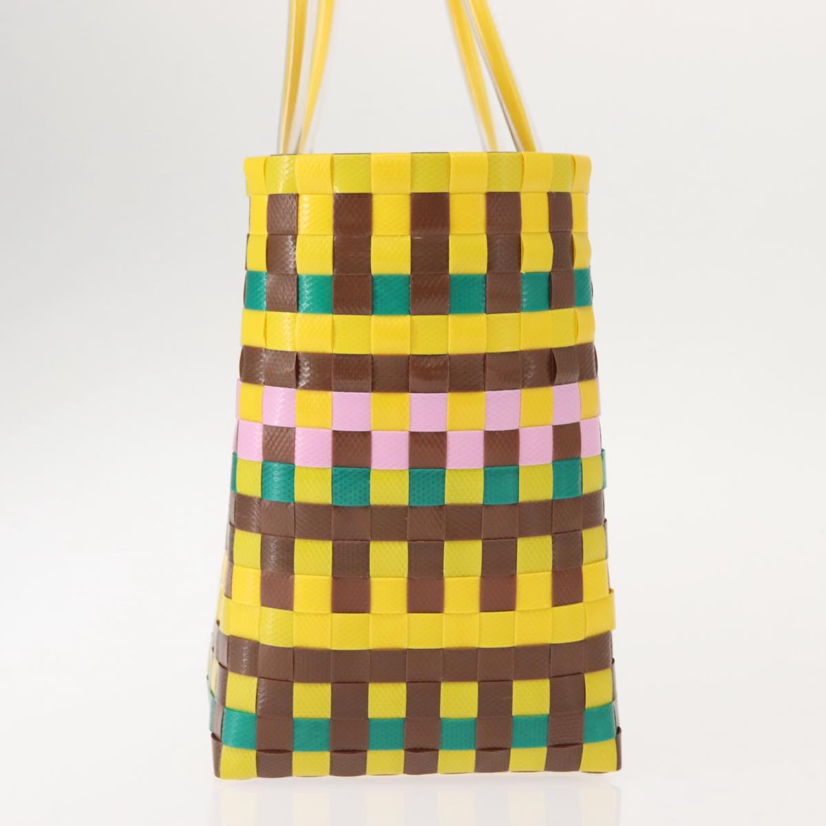 MARNI Flower Cafe Basket Hand Bag Leather Multicolor Auth 148485