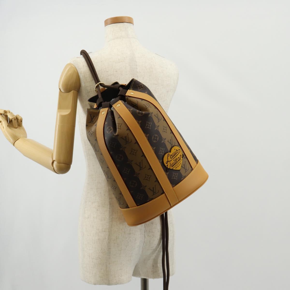 LOUIS VUITTON Eclipse Stripe LVxNIGO Randonnee Messenger Bag M45968 Auth 148521SM