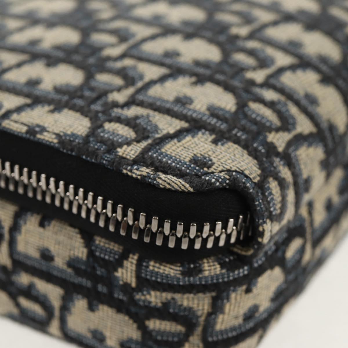 Christian Dior Trotter Canvas Oblique Shoulder Bag Navy Silver Auth 148526M