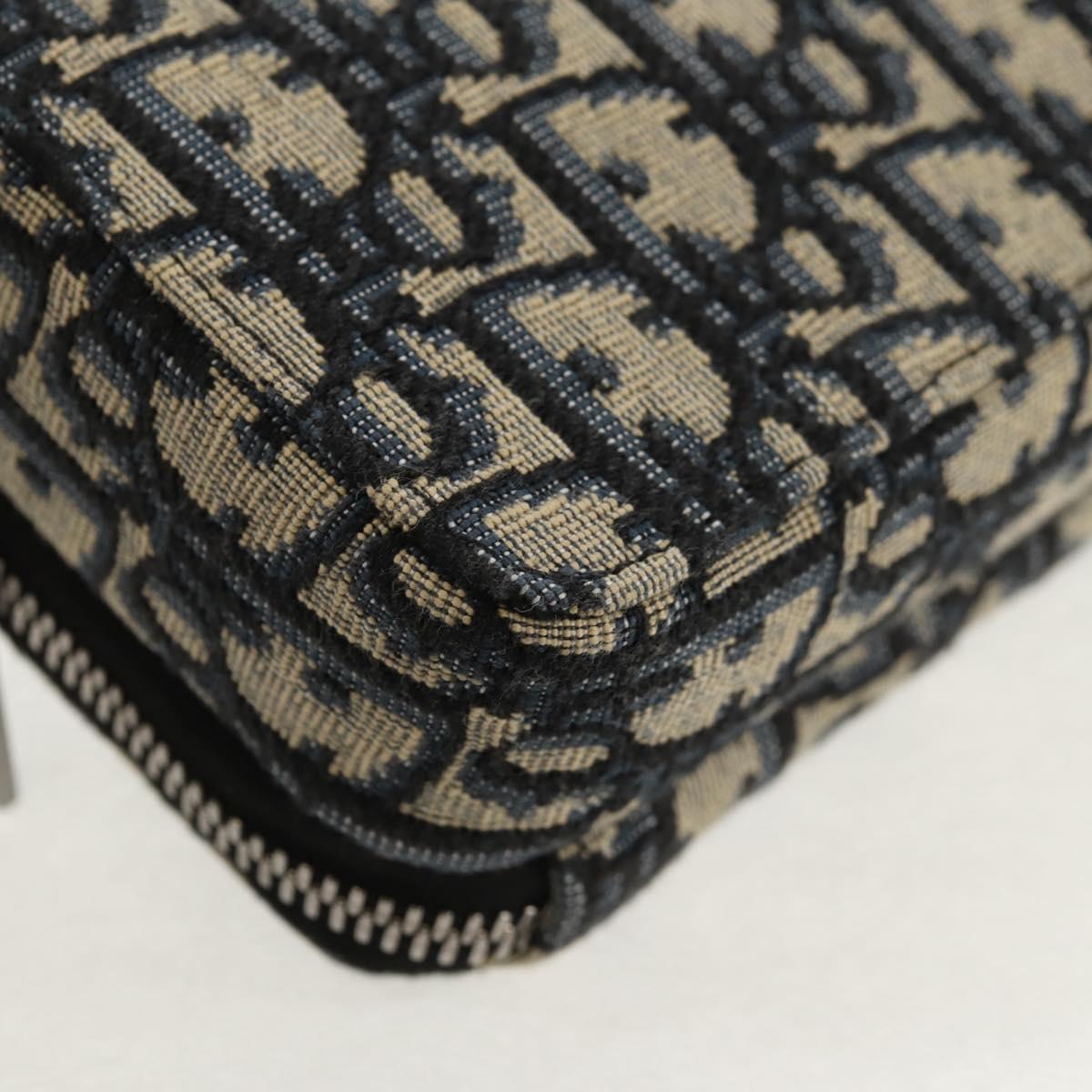 Christian Dior Trotter Canvas Oblique Shoulder Bag Navy Silver Auth 148526M