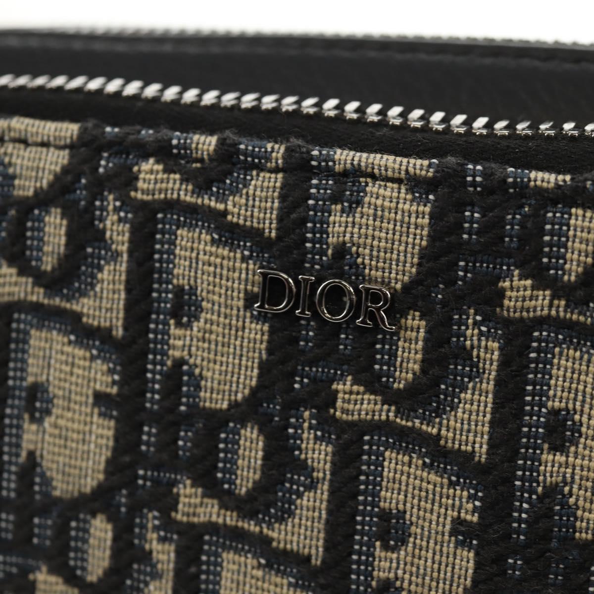 Christian Dior Trotter Canvas Oblique Shoulder Bag Navy Silver Auth 148526SAM