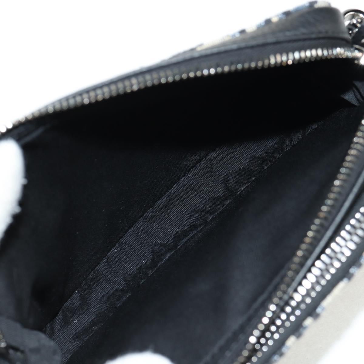 Christian Dior Trotter Canvas Oblique Shoulder Bag Navy Silver Auth 148526M