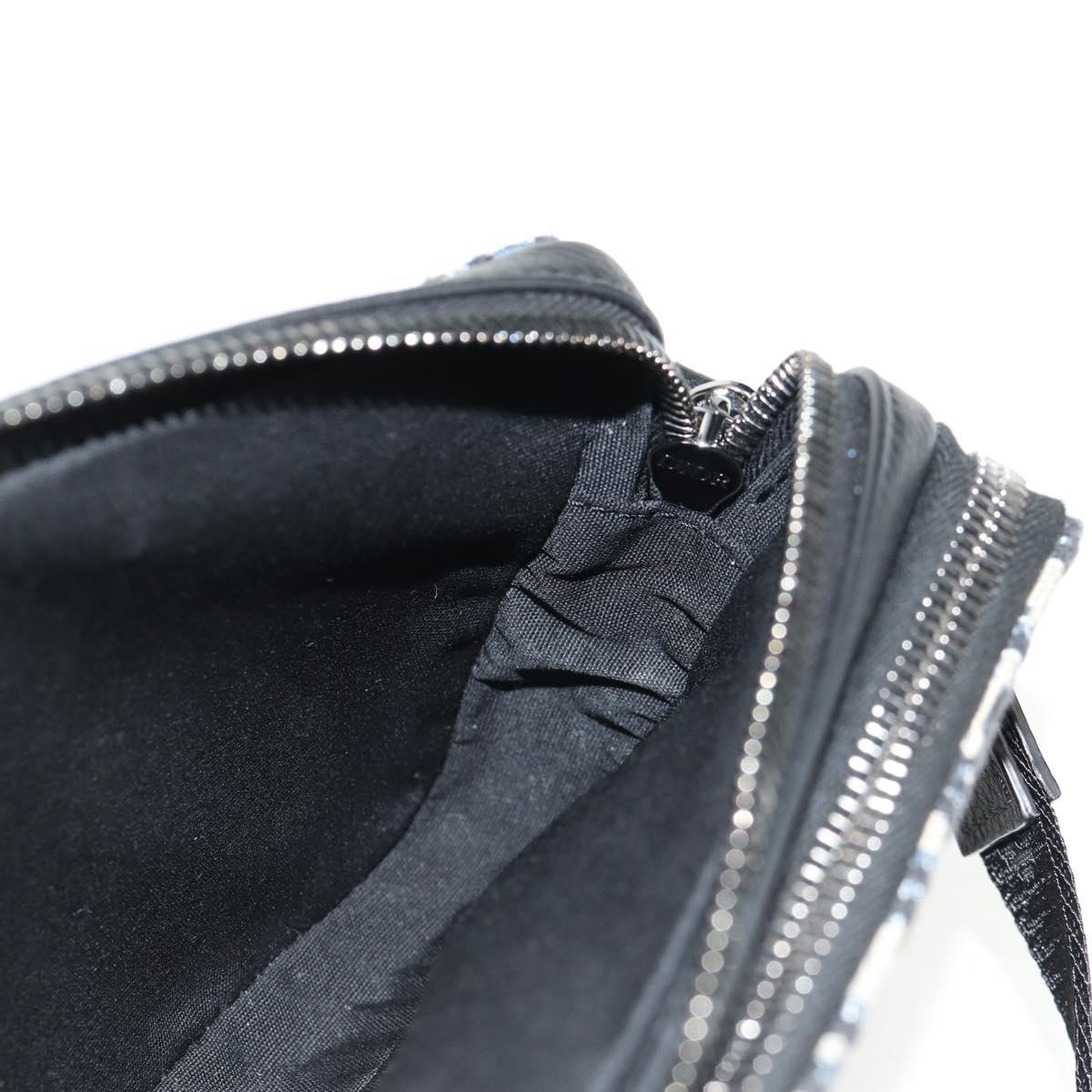 Christian Dior Trotter Canvas Oblique Shoulder Bag Navy Silver Auth 148526SAM
