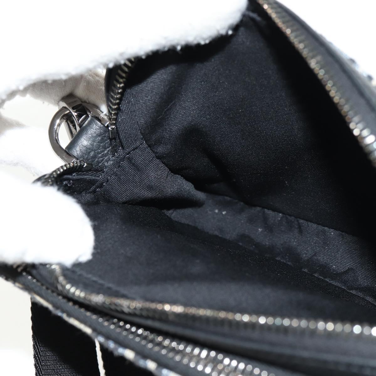 Christian Dior Trotter Canvas Oblique Shoulder Bag Navy Silver Auth 148526SAM