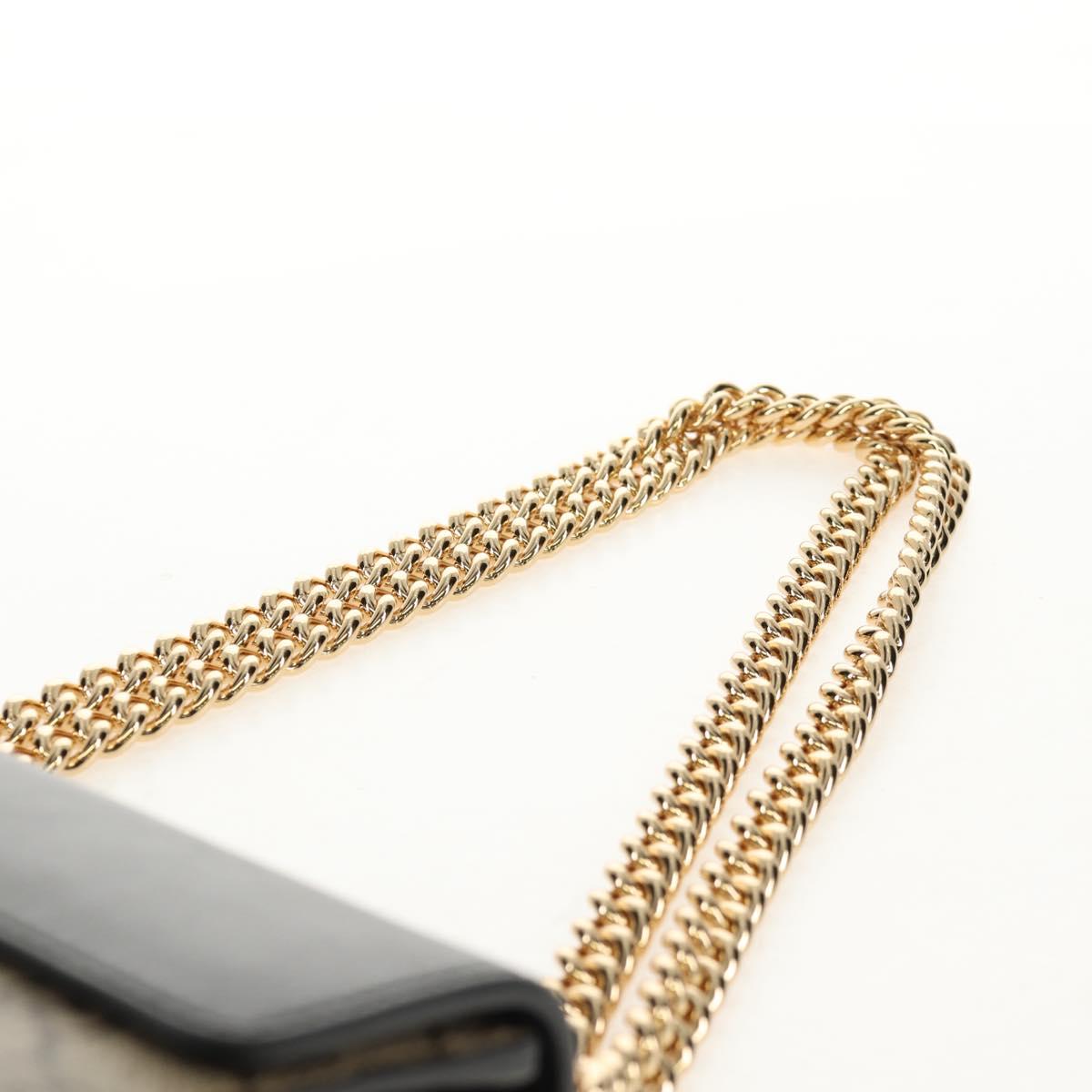 GUCCI GG Supreme Chain Shoulder Bag PVC Beige Gold 409487 Auth 148528M