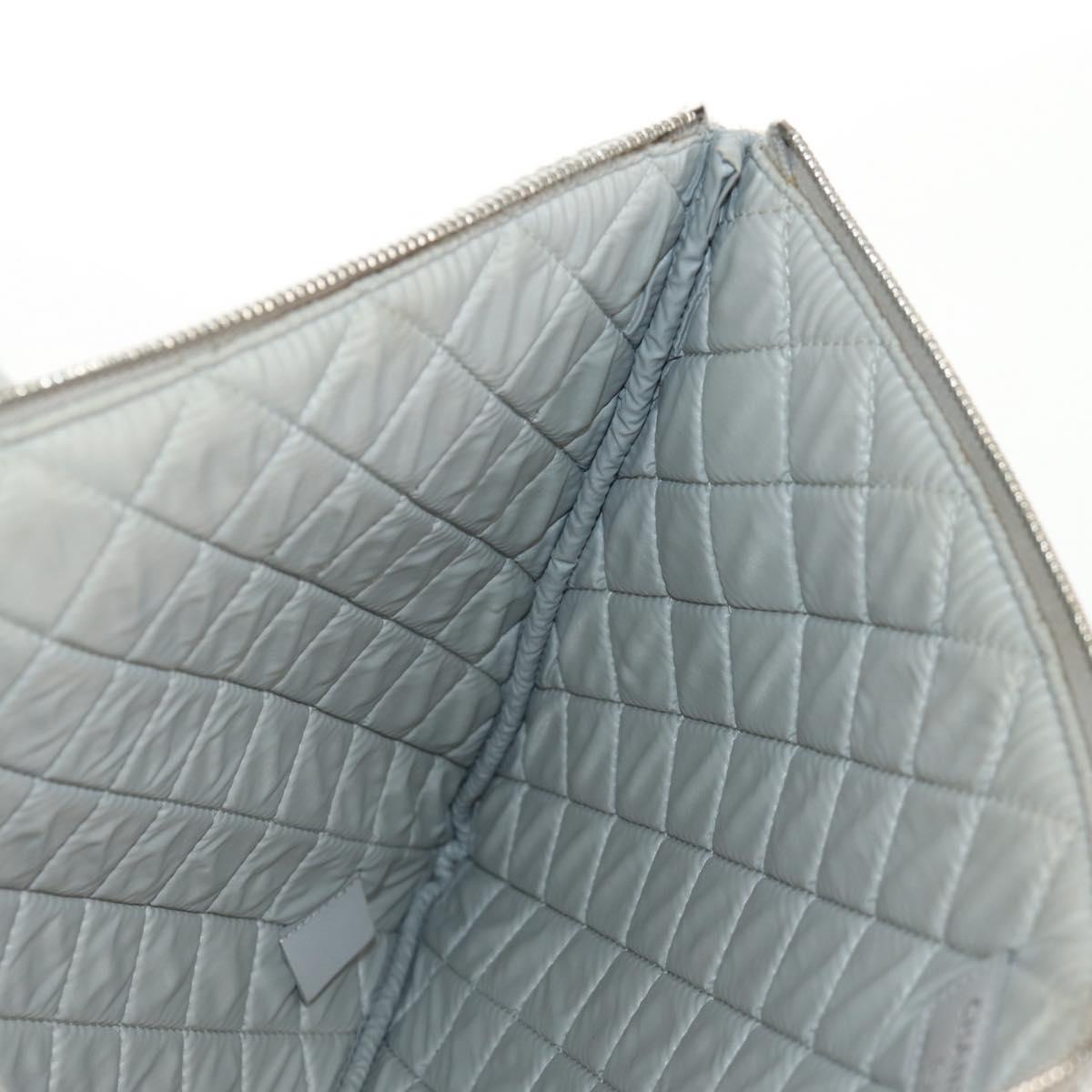 CHANEL Clutch Bag Canvas Gray CC Auth 148530M
