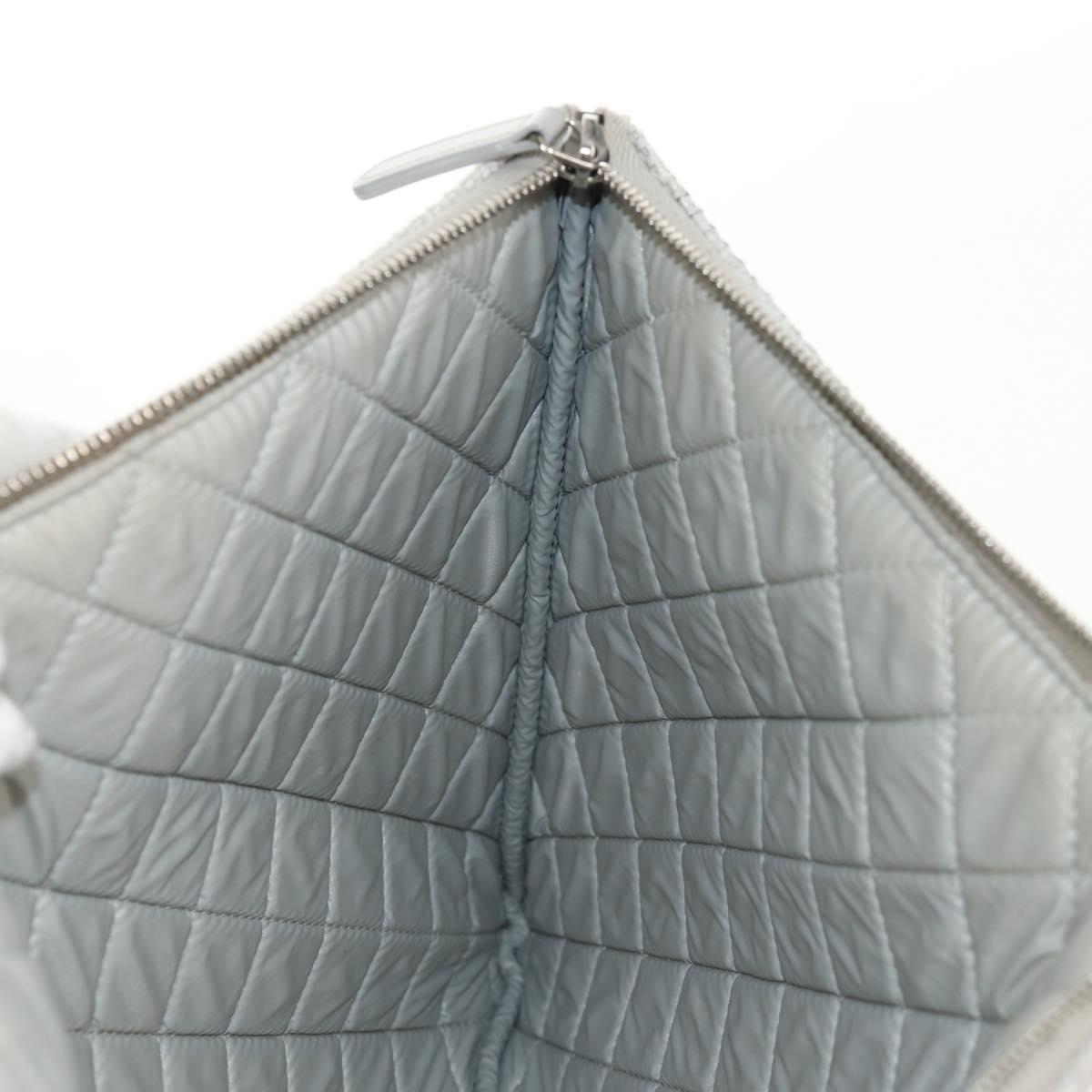 CHANEL Clutch Bag Canvas Gray CC Auth 148530M