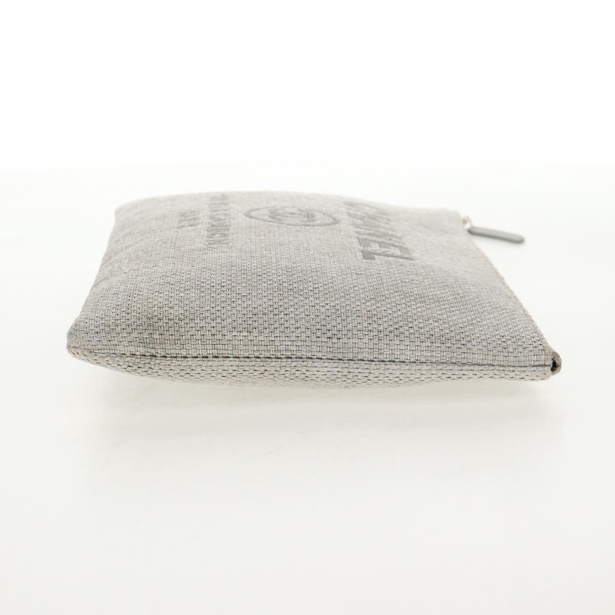 CHANEL Clutch Bag Canvas Gray CC Auth 148530M