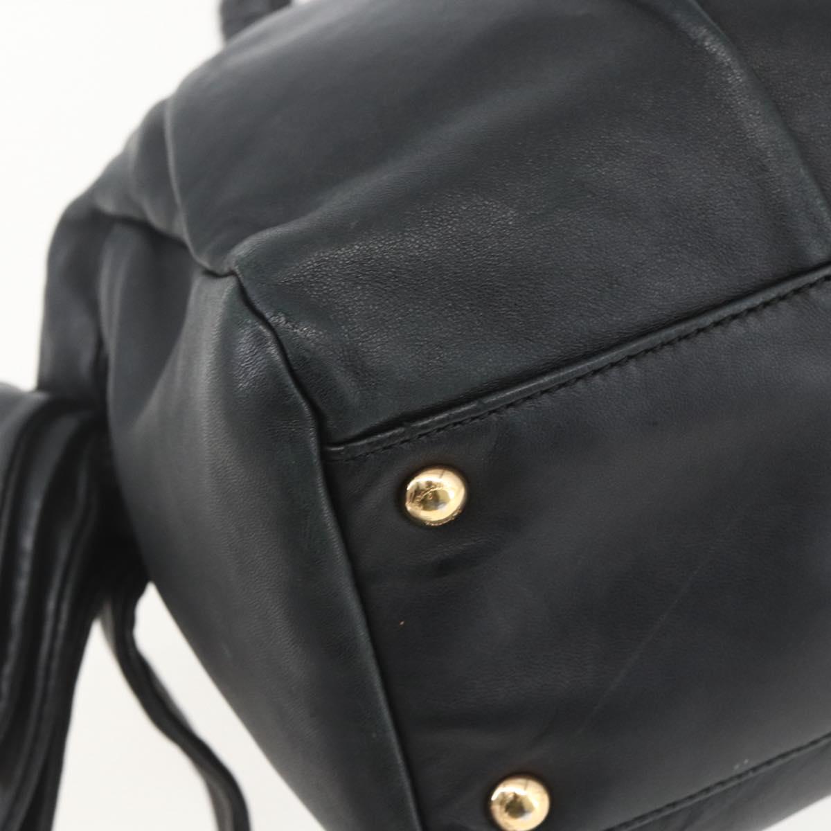 Salvatore Ferragamo Semi Shoulder Bag Leather Black Gold Auth 148535V