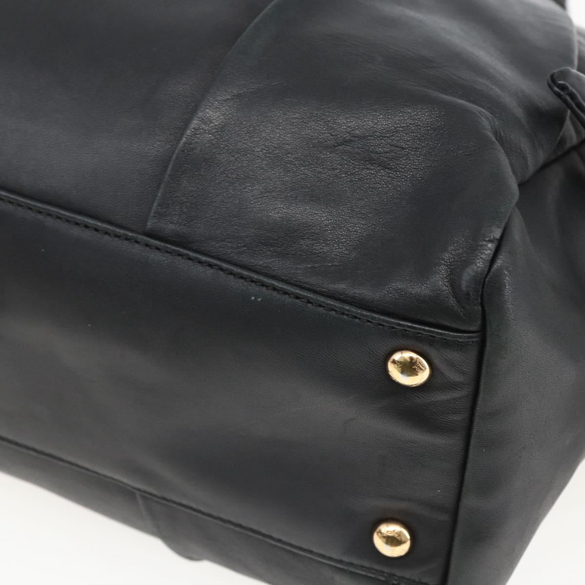 Salvatore Ferragamo Semi Shoulder Bag Leather Black Gold Auth 148535V