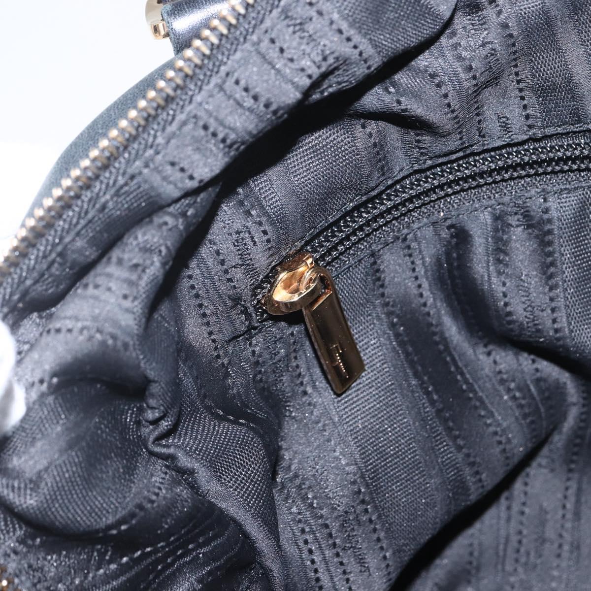 Salvatore Ferragamo Semi Shoulder Bag Leather Black Gold Auth 148535V