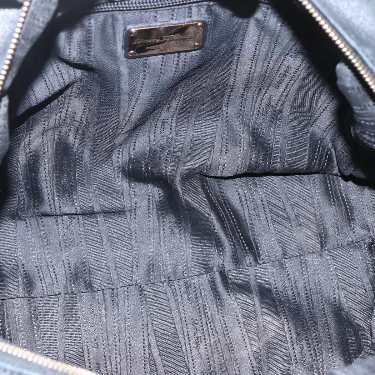 Salvatore Ferragamo Semi Shoulder Bag Leather Black Gold Auth 148535V