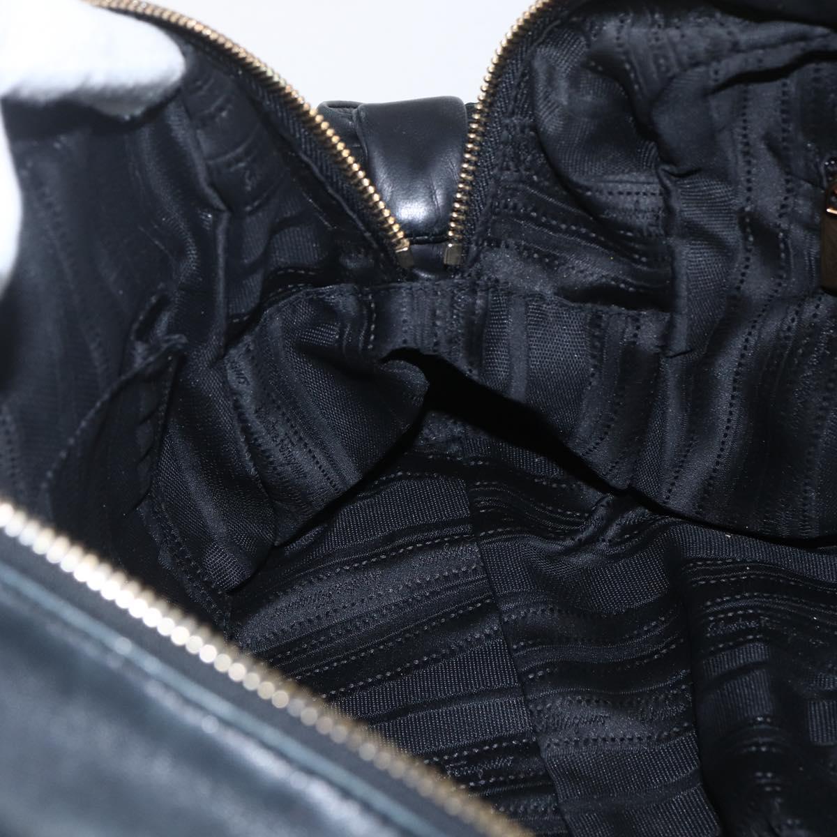 Salvatore Ferragamo Semi Shoulder Bag Leather Black Gold Auth 148535V