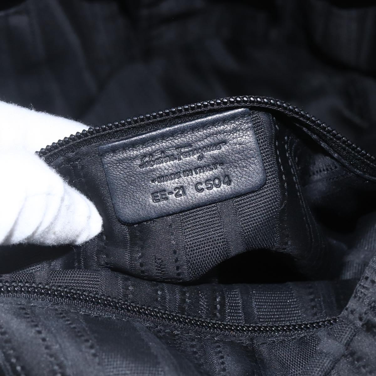 Salvatore Ferragamo Semi Shoulder Bag Leather Black Gold Auth 148535V