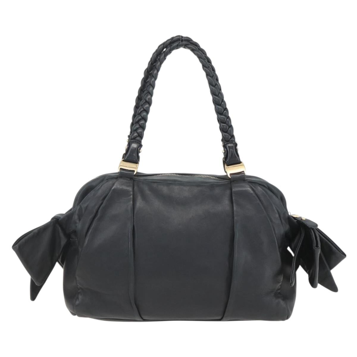 Salvatore Ferragamo Semi Shoulder Bag Leather Black Gold Auth 148535V