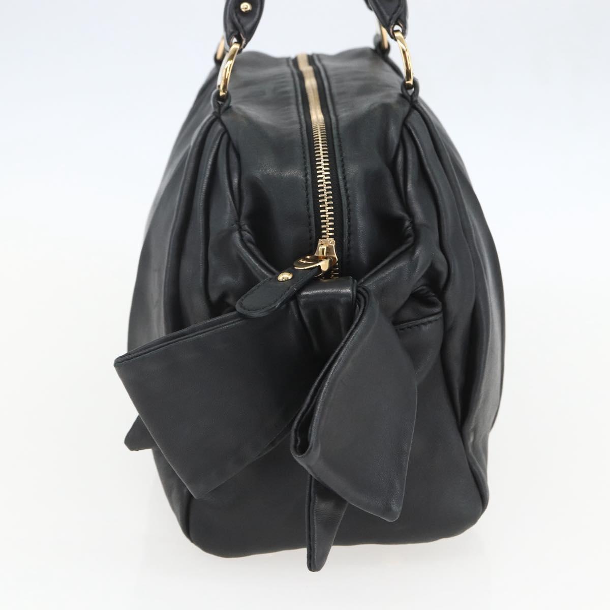 Salvatore Ferragamo Semi Shoulder Bag Leather Black Gold Auth 148535V