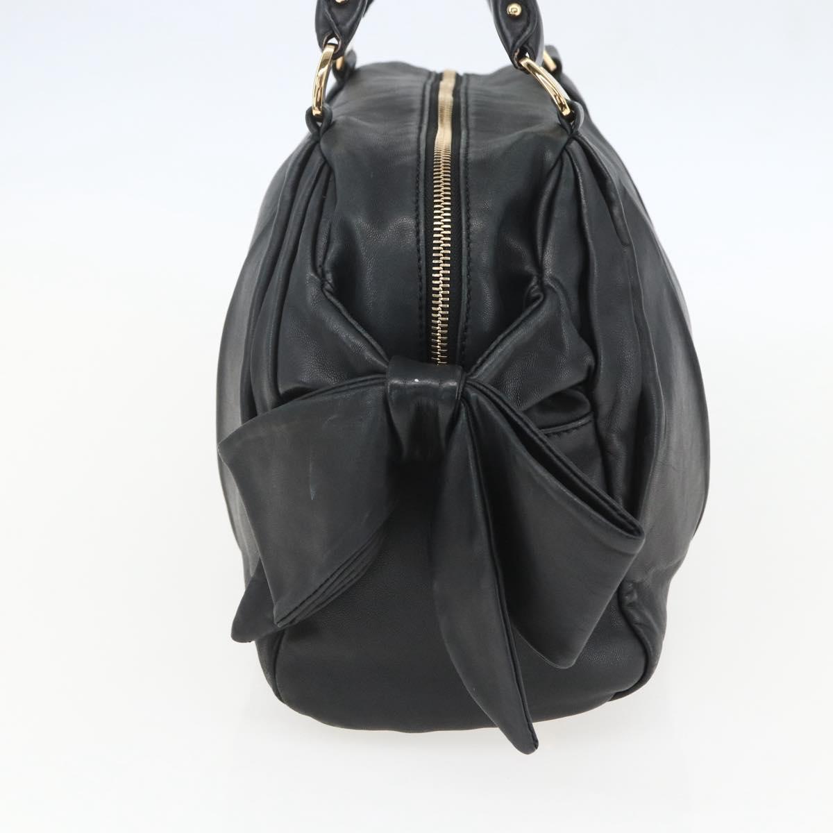 Salvatore Ferragamo Semi Shoulder Bag Leather Black Gold Auth 148535V