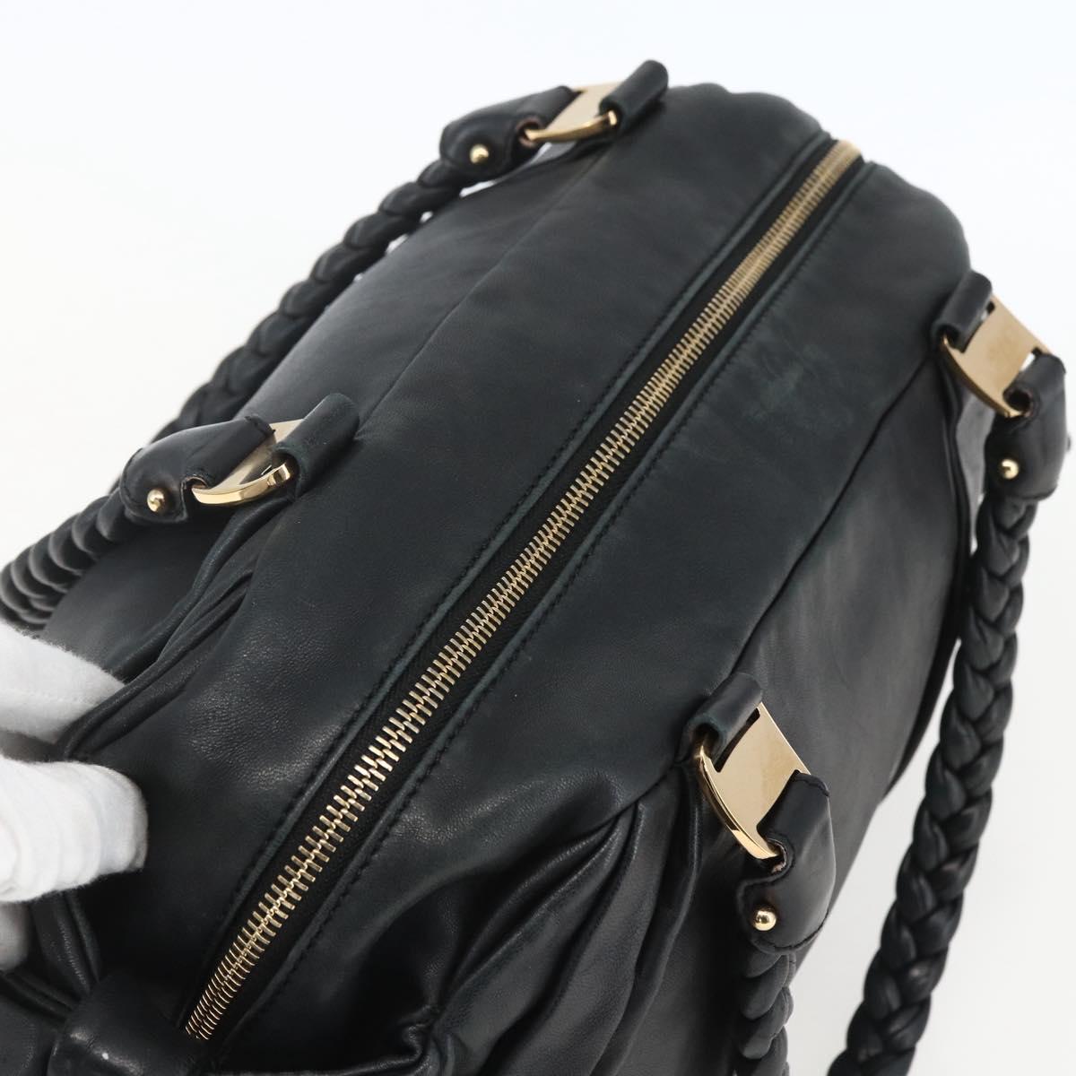 Salvatore Ferragamo Semi Shoulder Bag Leather Black Gold Auth 148535V