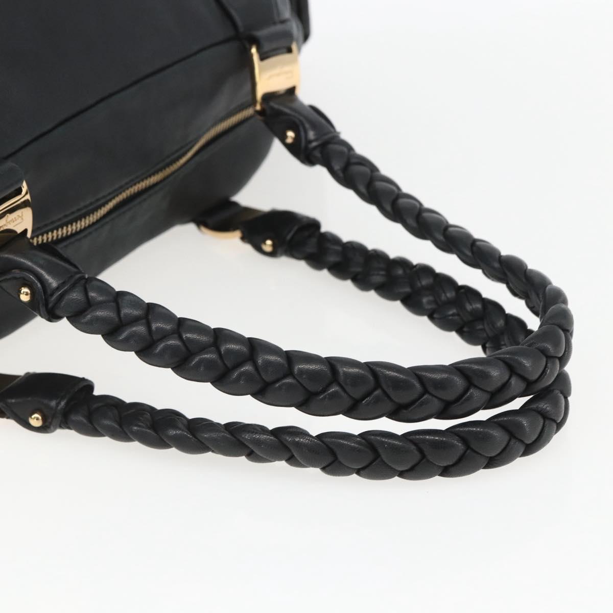 Salvatore Ferragamo Semi Shoulder Bag Leather Black Gold Auth 148535V