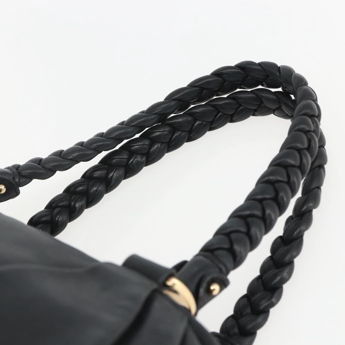 Salvatore Ferragamo Semi Shoulder Bag Leather Black Gold Auth 148535V