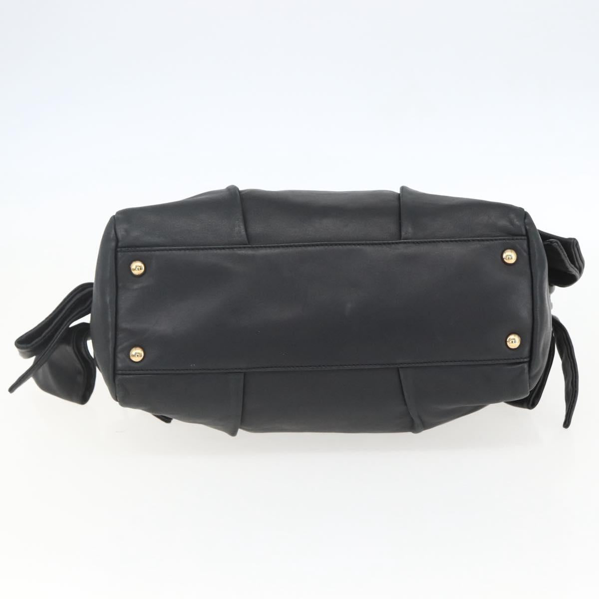 Salvatore Ferragamo Semi Shoulder Bag Leather Black Gold Auth 148535V