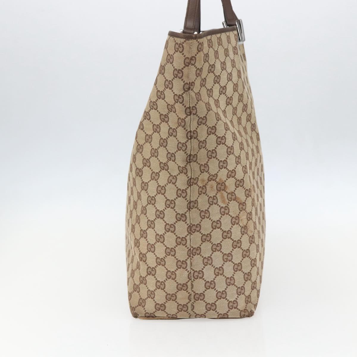 GUCCI GG Canvas Tote Bag Beige Silver 31242 Auth 148537