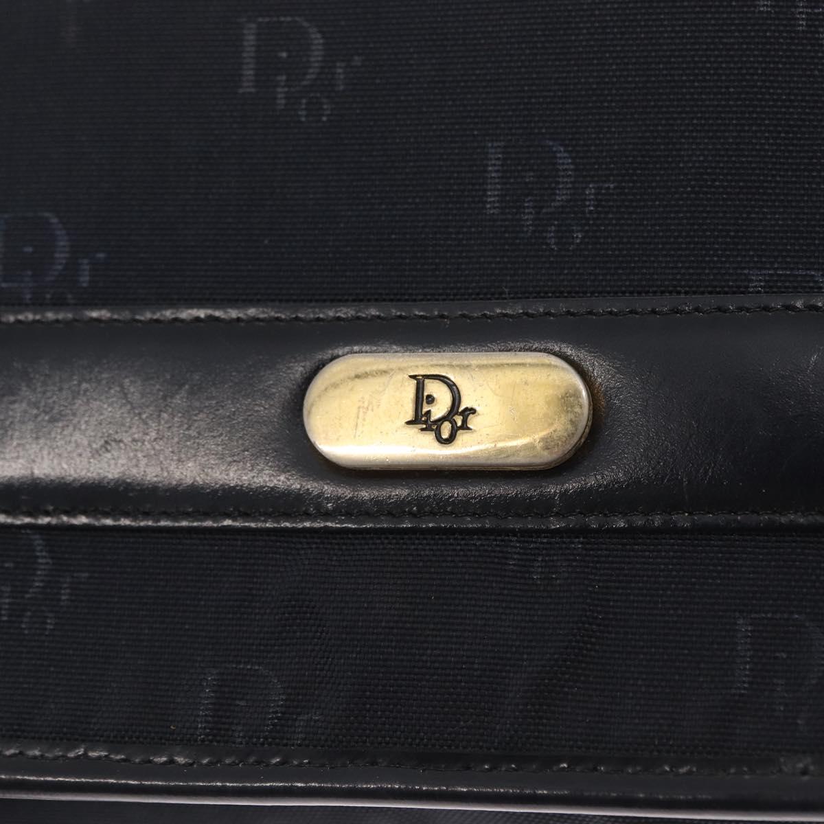 Christian Dior Chain Shoulder Bag Nylon Navy Gold Auth 148541
