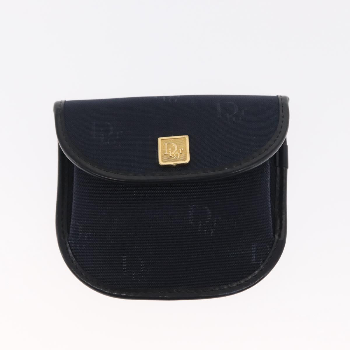 Christian Dior Chain Shoulder Bag Nylon Navy Gold Auth 148541