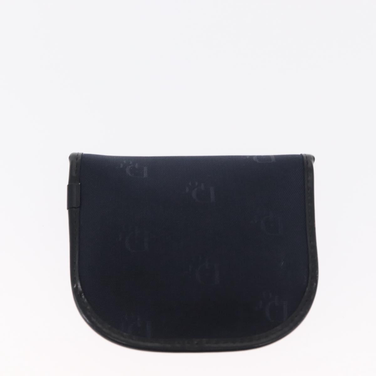 Christian Dior Chain Shoulder Bag Nylon Navy Gold Auth 148541