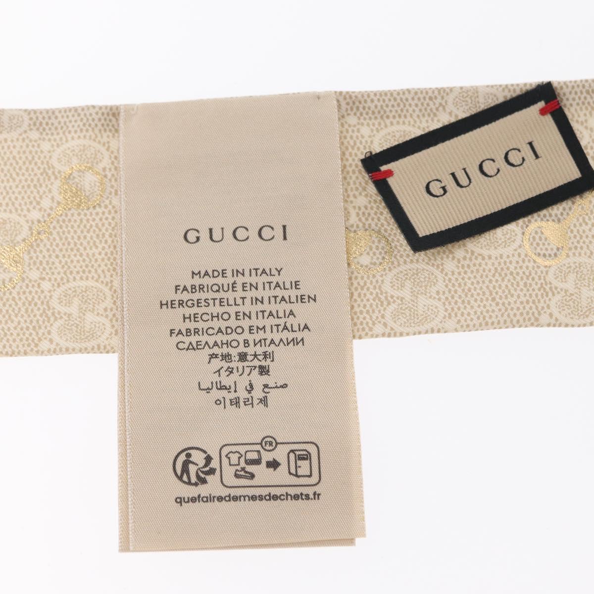 GUCCI Scarf Silk Old GUCCI Beige Pink 663719 Auth 148546M