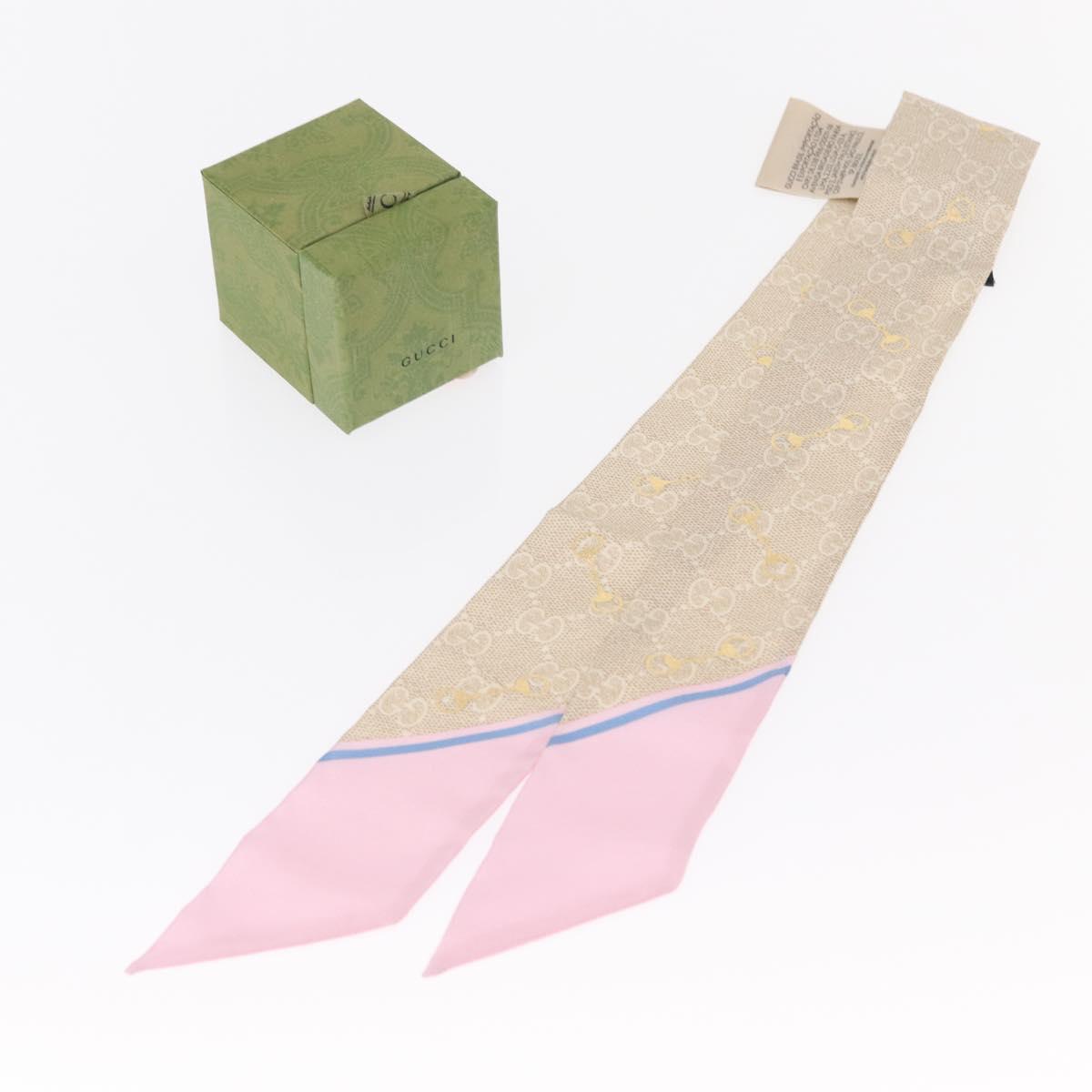 GUCCI Scarf Silk Old GUCCI Beige Pink 663719 Auth 148546M