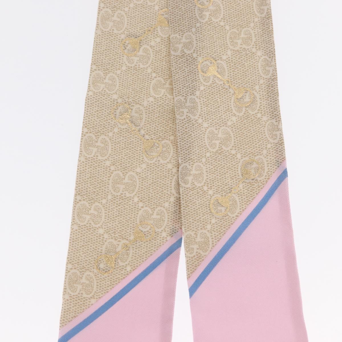 GUCCI Scarf Silk Old GUCCI Beige Pink 663719 Auth 148546M