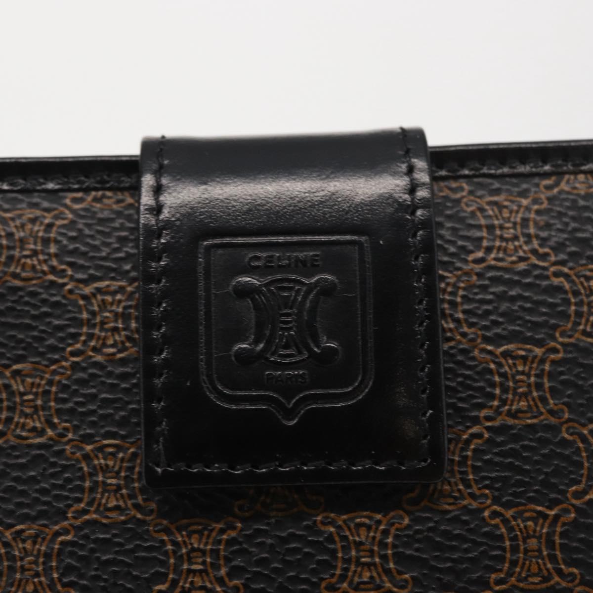 CELINE Macadam Canvas Wallet PVC Leather Black Auth 148550V