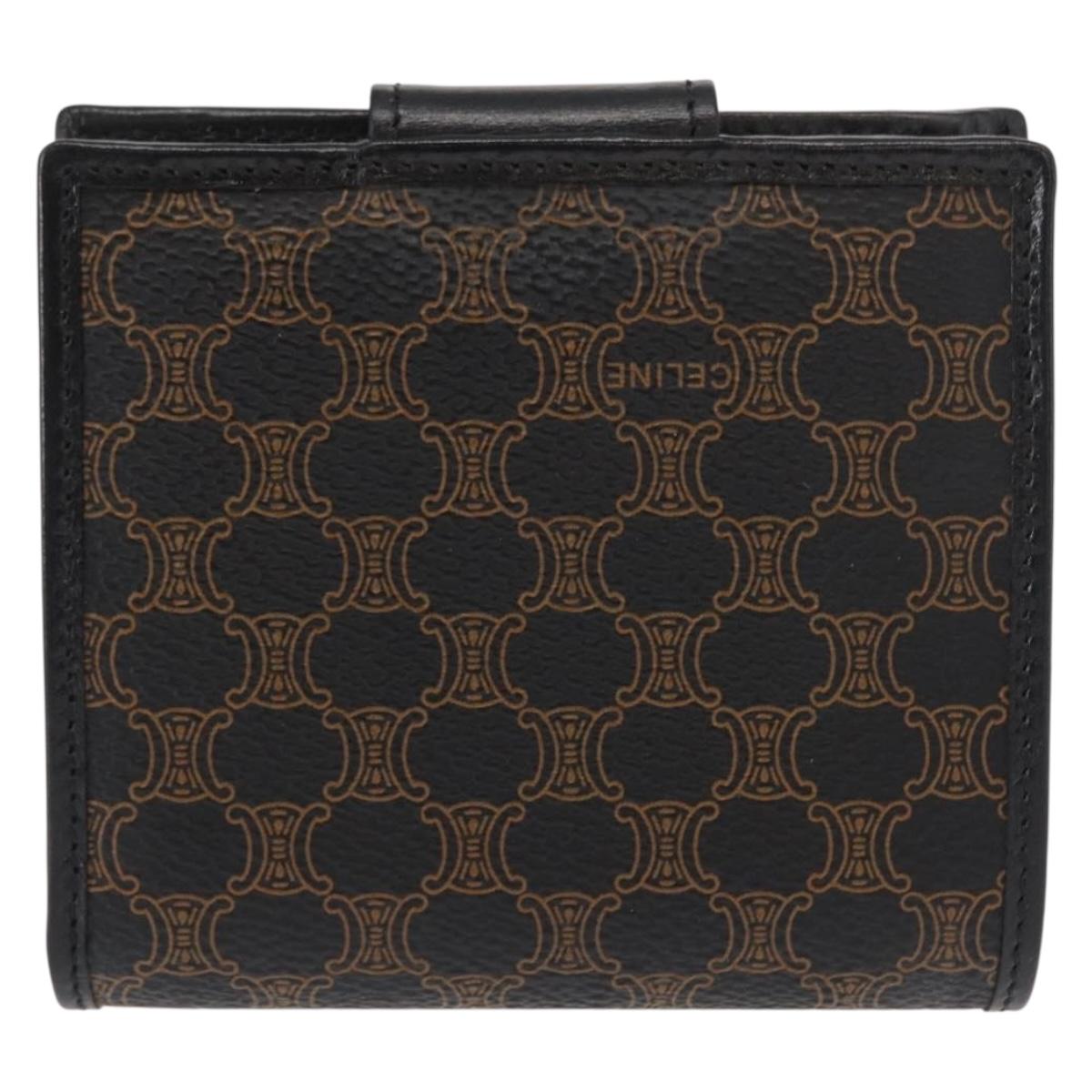 CELINE Macadam Canvas Wallet PVC Leather Black Auth 148550V