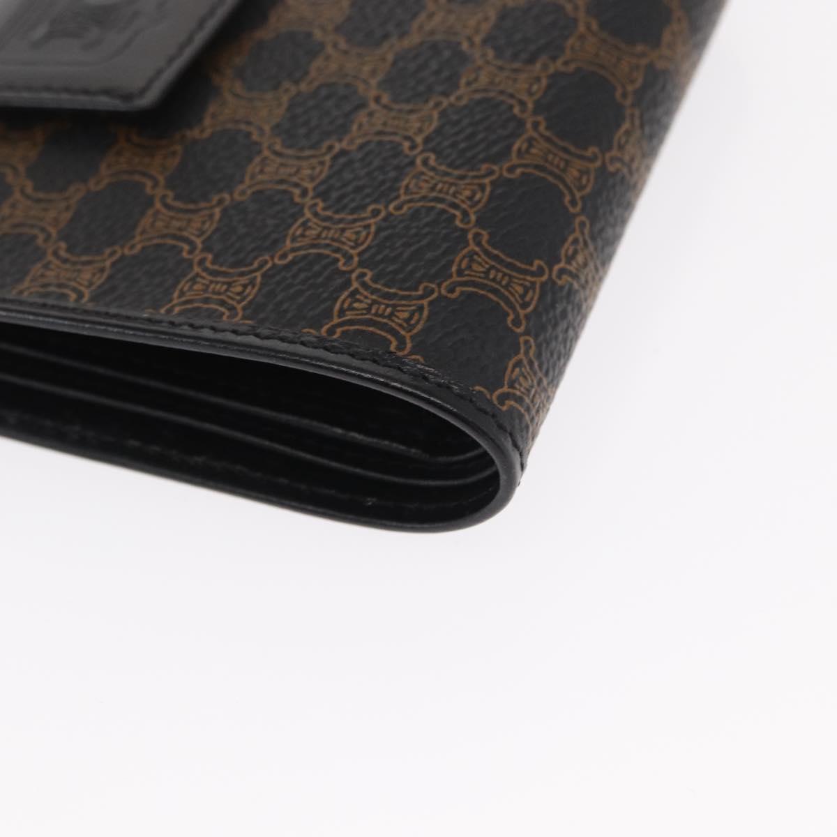 CELINE Macadam Canvas Wallet PVC Leather Black Auth 148550V