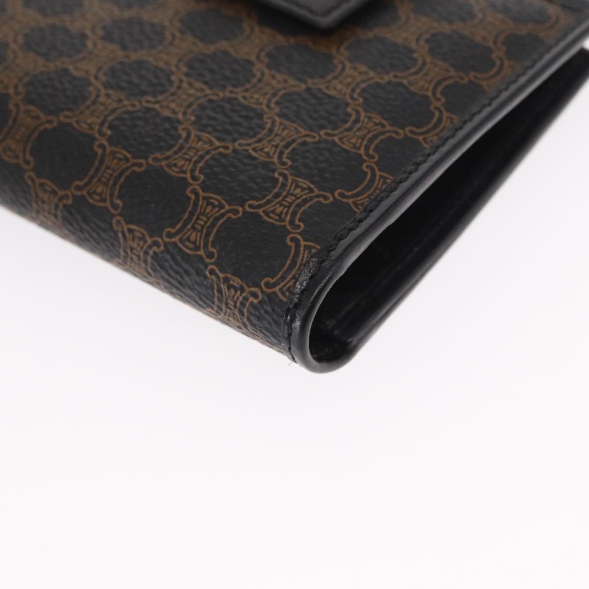 CELINE Macadam Canvas Wallet PVC Leather Black Auth 148550V