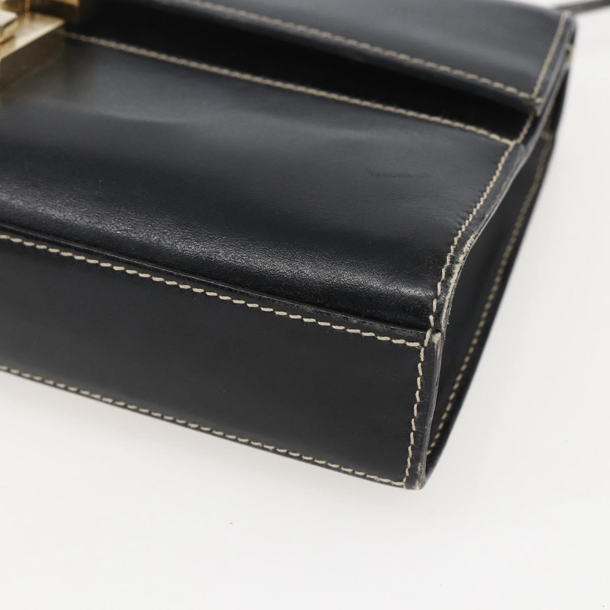 GUCCI Shoulder Bag Leather Black Gold 001 4214 Auth 148566