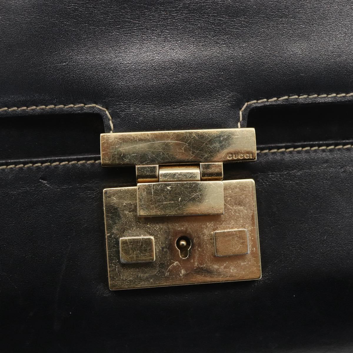 GUCCI Shoulder Bag Leather Black Gold 001 4214 Auth 148566