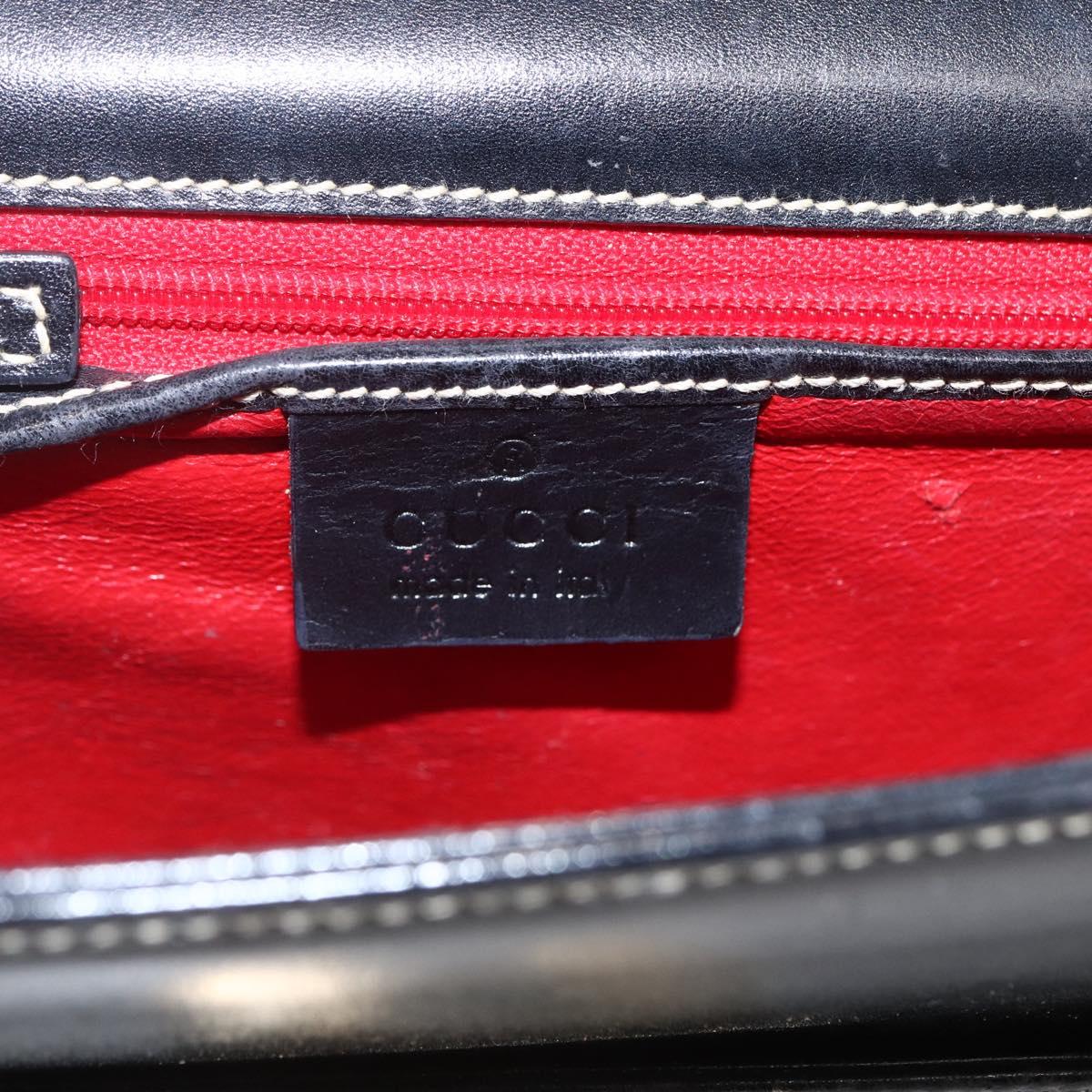 GUCCI Shoulder Bag Leather Black Gold 001 4214 Auth 148566