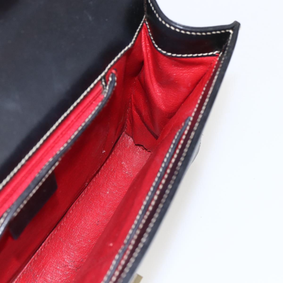 GUCCI Shoulder Bag Leather Black Gold 001 4214 Auth 148566
