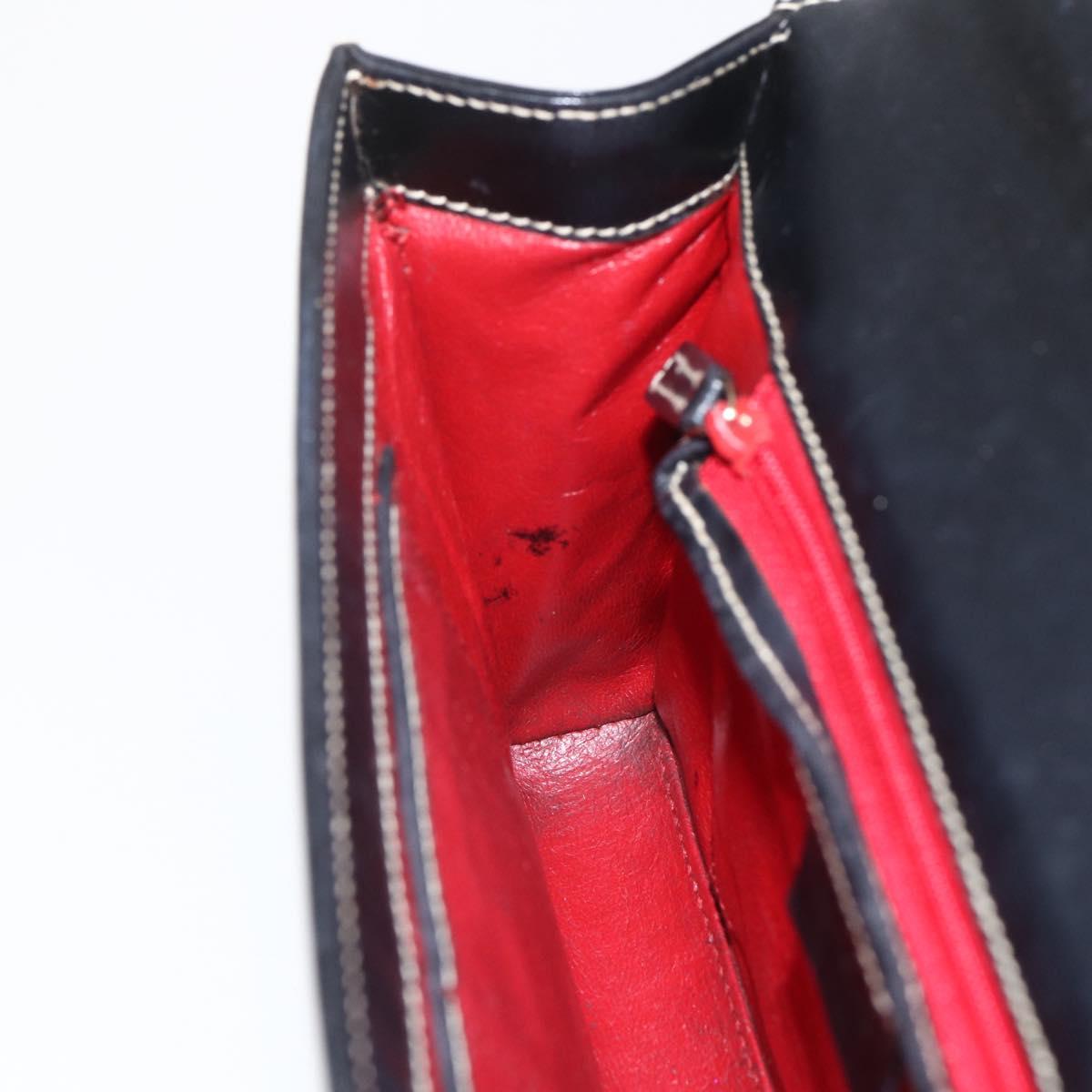 GUCCI Shoulder Bag Leather Black Gold 001 4214 Auth 148566
