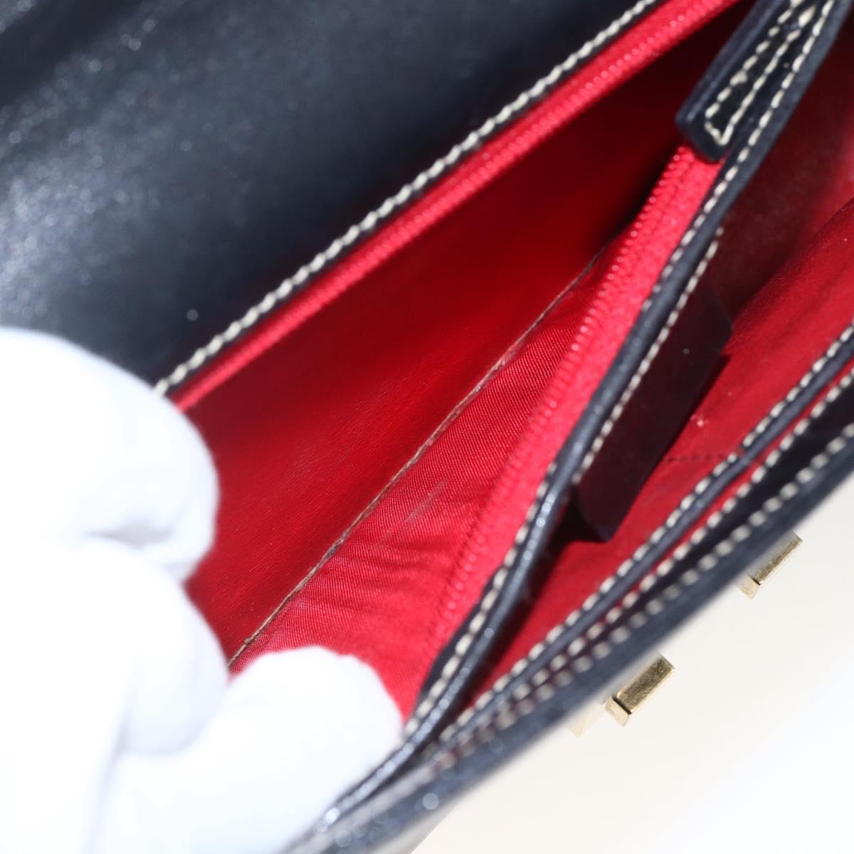 GUCCI Shoulder Bag Leather Black Gold 001 4214 Auth 148566