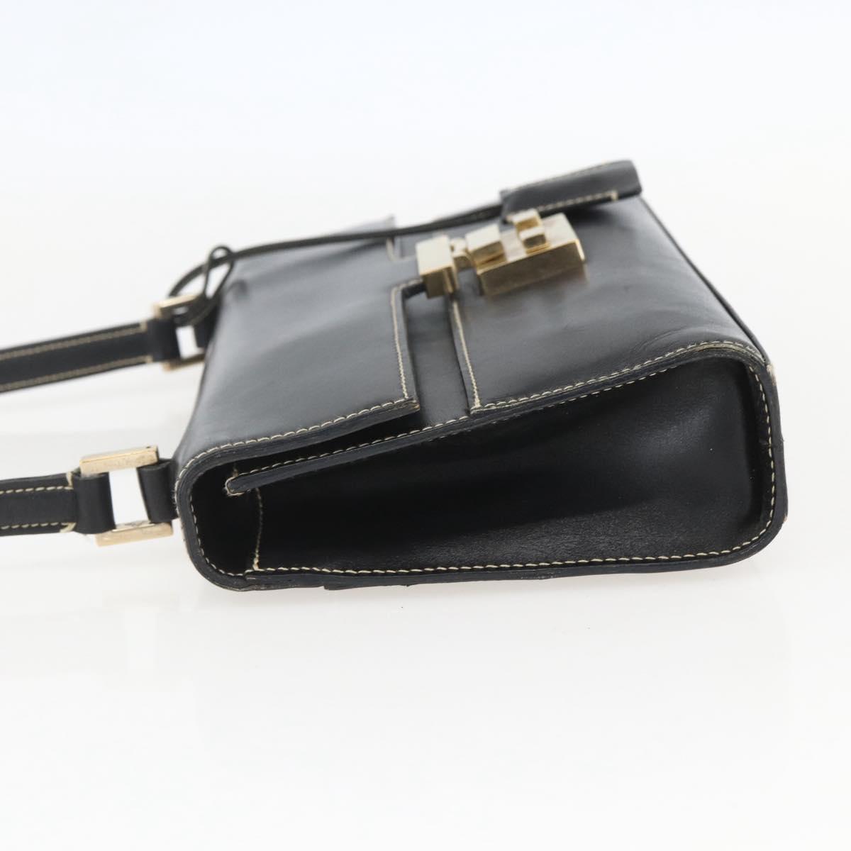 GUCCI Shoulder Bag Leather Black Gold 001 4214 Auth 148566