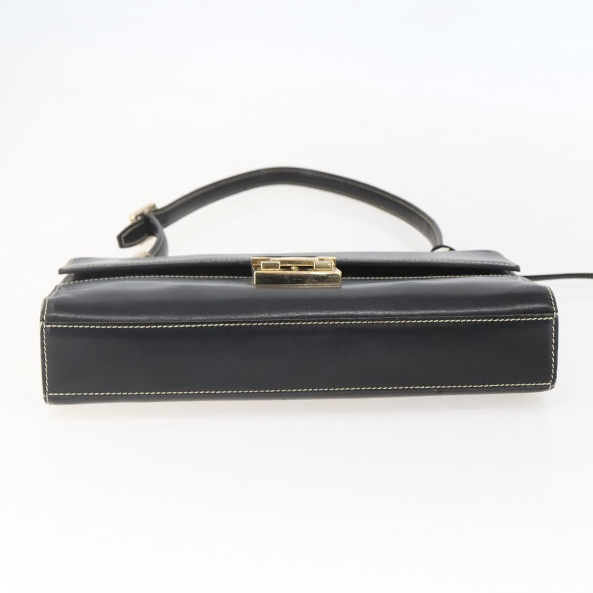 GUCCI Shoulder Bag Leather Black Gold 001 4214 Auth 148566