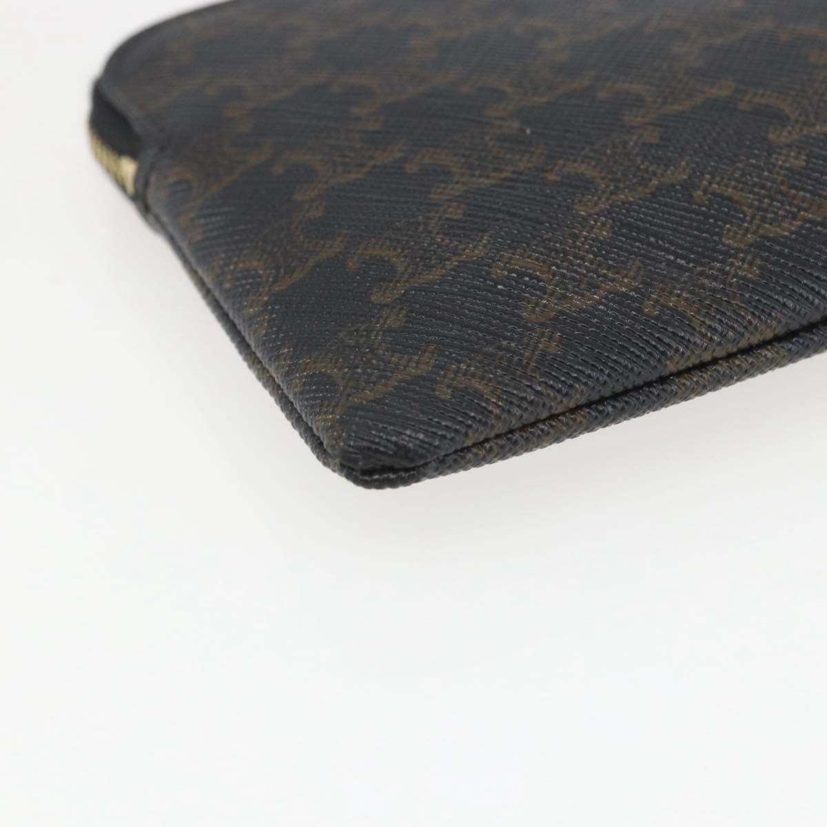 CELINE Macadam Canvas Coin Purse PVC Leather Black Gold Auth 148570M